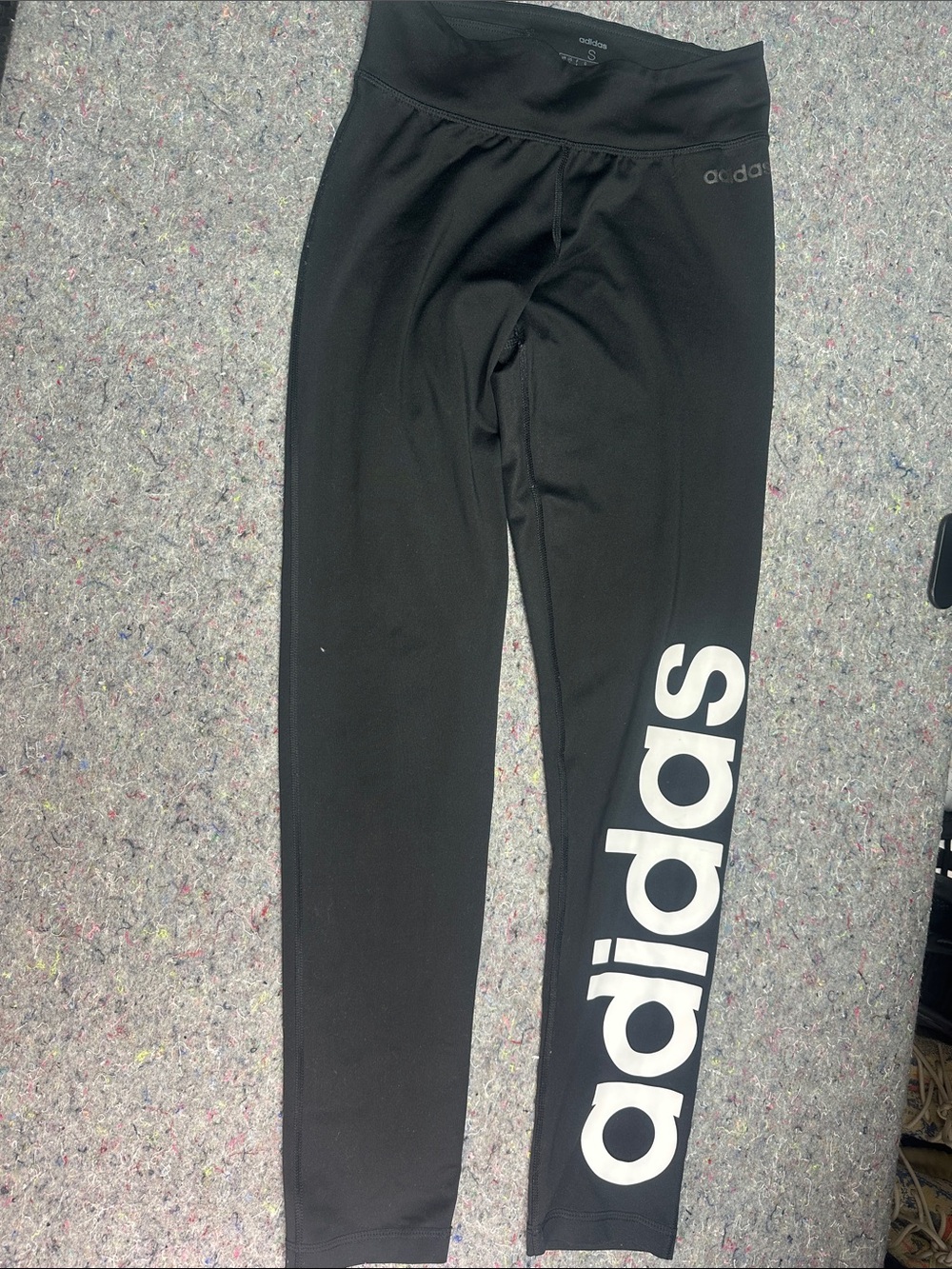 adidas Black Leggings with Large White Logo
